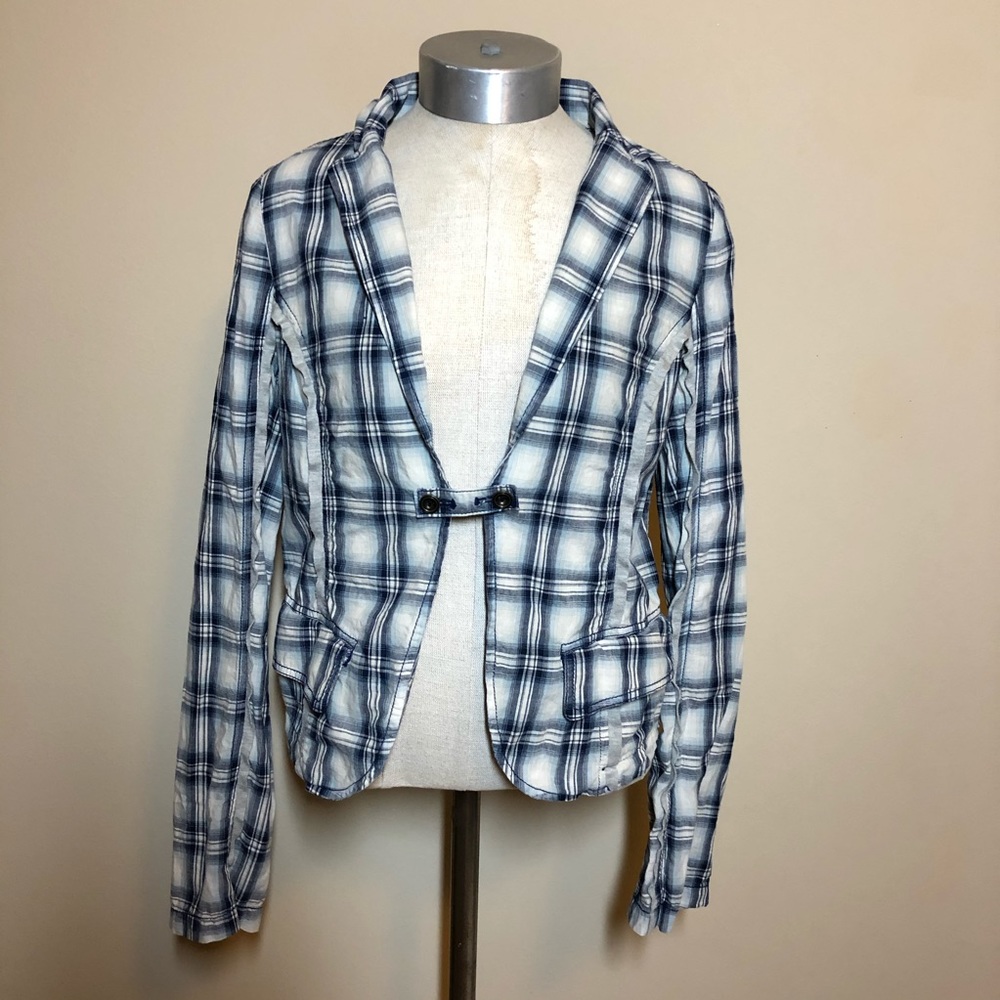 Free people Y2k early 2000s blazer plaid cotton button top